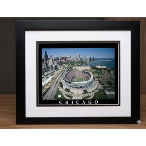 SOLDIER FIELD HOME OF CHICAGO BEARS MATTED FRAMED COLLECTIBLE MANCAVE FOOTBALL